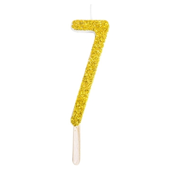 Number Candle - 7 - Glitter Gold